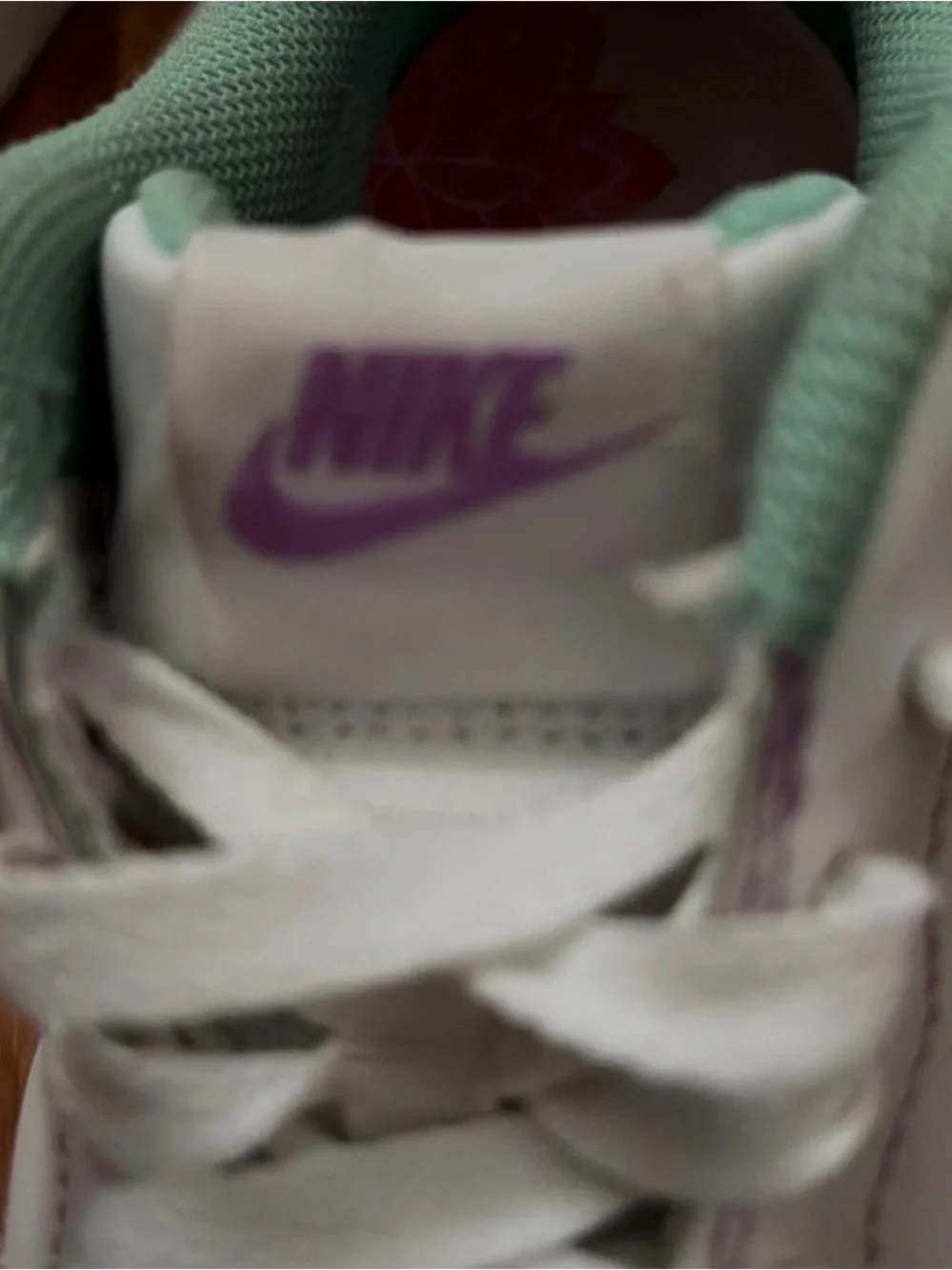 Nike Women's White Sneakers with Mint and Lavender Accents
